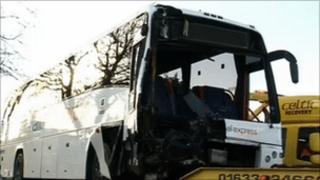 The damaged coach