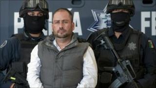 Arturo Gallegos Castrellon at federal police headquarters in Mexico City
