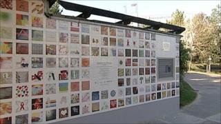 Part of the memorial wall