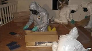 Police inside the lab in Georgia