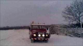 Snowy conditions in Leicestershire