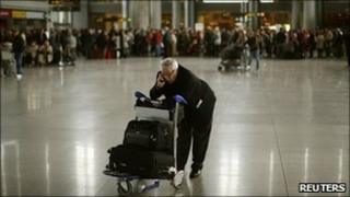 A passenger at Madrid's Barajas airport (Saturday 4 December)