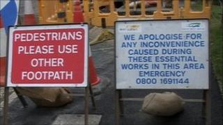 Burst water mains, Hartland