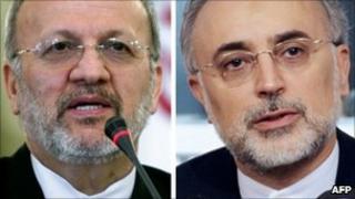Manouchehr Mottaki (L) and Ali Akbar Salehi (R)