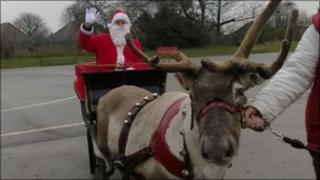 Santa with reindeer