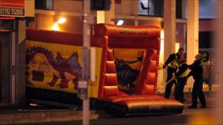 The bouncy castle used by police