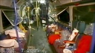 The inside of the Russell Square carriage