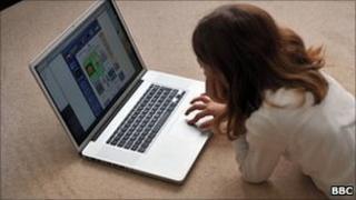 Girl using laptop