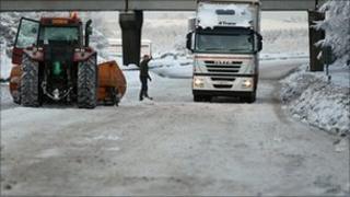 Steve Alderson waits to be rescued after being stranded on the M8 west bound