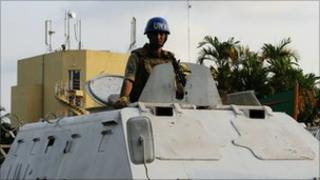 UN peacekeeper in Abidjan, 24 Dec 10