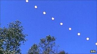 Time lapse photography of an eclipse