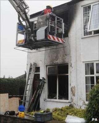 The scene of the house fire