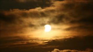The partial eclipse on 4 January 2011, as photographed near Johnshaven, Aberdeenshire, by BBC News website reader Rob Hibbs