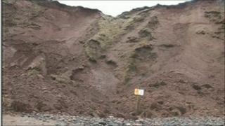 The collapsed section of cliff