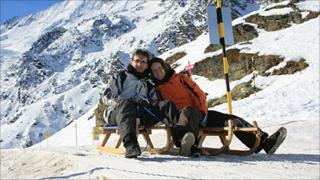 Melanie and Stefan on sledge