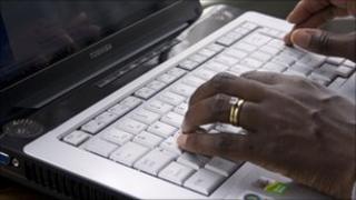 Person using a laptop computer