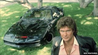 David Hasselhoff in the 1980s TV series Knight Rider, with his talking car