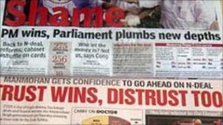 News headlines of the 2008 confidence vote
