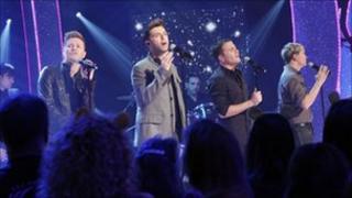 Westlife performing at Children in Need in 2009