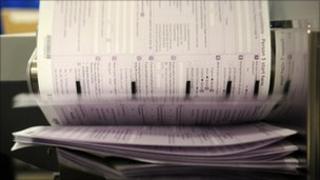 Census form being scanned