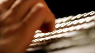 Hand on keyboard
