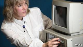 Julia Adamson with one of the computers