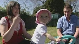 Sandra Barlow, her daughter Maia and husband Chris