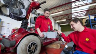 Paul Miller (r) with technician Allan Baker at the Brighter Future Workshop in Skelmersdale