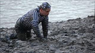 Fancy dress convict in the Maldon Mud Race