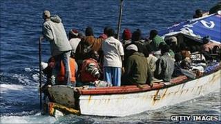 African migrant boat off Canary Islands (file pic)