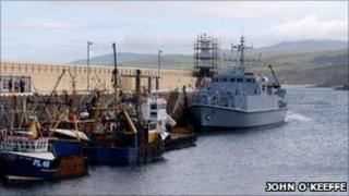 HMS Ramsey birthed in Peel Harbour