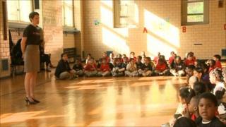Dream School holding assembly in gym