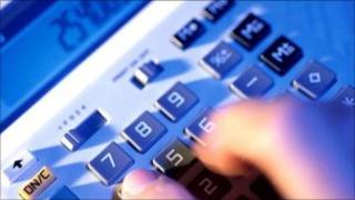 Person using calculator