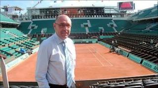 French Open tournament director Gilbert Ysern inside the main Court Philippe Chatrier at Roland Garros