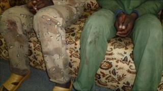 The legs of the two soldiers