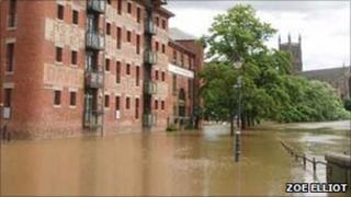 Flood water in Worcester. July 2007