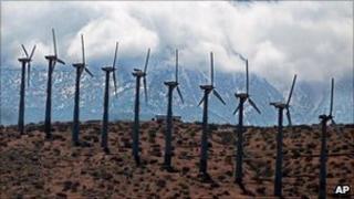 Power generating windmills in California