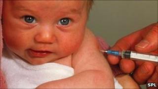 baby being vaccinated