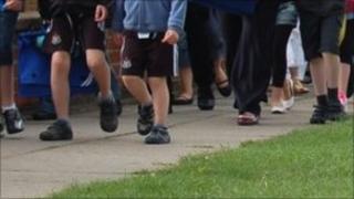 Children walking to school