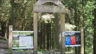 The start to one of the mountain bike trails