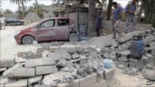 Damage from Libyan government bombing raid on Misrata