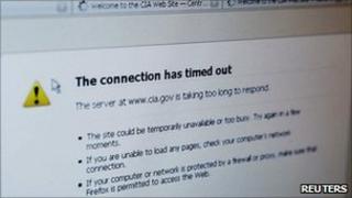 Shot of web browser showing CIA website is unavailable following reported attack by Lulz Security hackers group on 15 June 2011