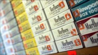 Cigarettes on display