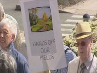Protesters in Ruthin