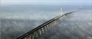 This photo taken Wednesday, June 29, 2011 released by China"s Xinhua news agency shows the Jiaozhou Bay Bridge in Qingdao, east China"s Shandong Province.