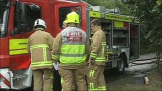 Firefighters at scene of barn fire on Friday, 8 July