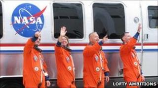 The Atlantis crew - Rex Walheim, Sandy Magnus, Doug Hurley, and Chris Ferguson.