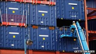 Containers at shipping port