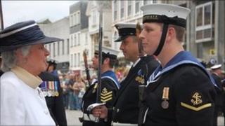 Lord Lieutenant of Cornwall Lady Mary Holborow with the crew