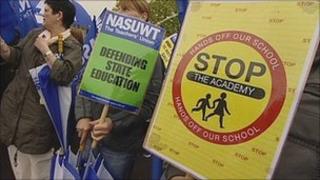 Protesters outside Whickham School